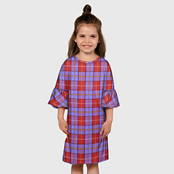 Платье клеш для девочки Ткань Шотландка красно-синяя, цвет: 3D-принт — фото 2