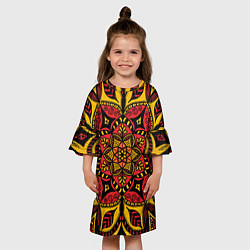 Платье клеш для девочки Мандала в стиле хохломы, цвет: 3D-принт — фото 2