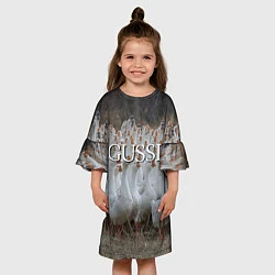 Платье клеш для девочки Стая гусей - Gussi, цвет: 3D-принт — фото 2