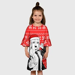 Платье клеш для девочки Новогодняя Пауэр: Человек-бензопила, цвет: 3D-принт — фото 2