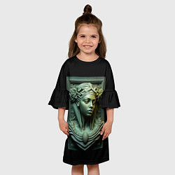 Платье клеш для девочки Нейросеть - барельеф античной девушки, цвет: 3D-принт — фото 2