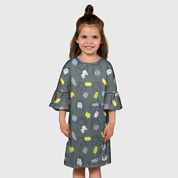 Платье клеш для девочки Лица и фигуры рисованные, цвет: 3D-принт — фото 2