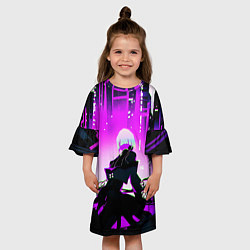 Платье клеш для девочки Люси нетраннер - фиолетовый, цвет: 3D-принт — фото 2