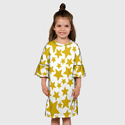 Платье клеш для девочки Жёлтые звезды, цвет: 3D-принт — фото 2