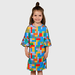 Платье клеш для девочки Детский конструктор - текстура, цвет: 3D-принт — фото 2