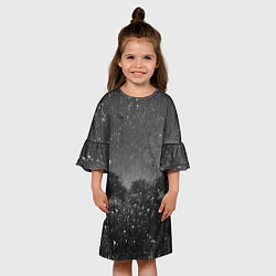 Платье клеш для девочки Абстрактная тьма и следы белой краски, цвет: 3D-принт — фото 2