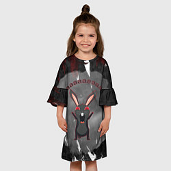 Платье клеш для девочки Черный кролик орет как сумасшедший, цвет: 3D-принт — фото 2