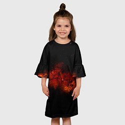 Платье клеш для девочки Абстрактные взрывы в космосе и красные звёзды, цвет: 3D-принт — фото 2