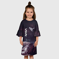 Платье клеш для девочки Космический пейзаж - Saturn - Nasa, цвет: 3D-принт — фото 2