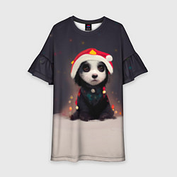 Платье клеш для девочки Пёсель - панда в колпаке, цвет: 3D-принт