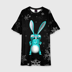 Платье клеш для девочки Cheeky rabbit celebrates the new year, цвет: 3D-принт