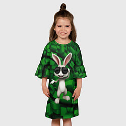 Платье клеш для девочки Прикольный заяц в тёмных очках, цвет: 3D-принт — фото 2
