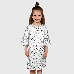 Платье клеш для девочки Кошки черно-белый паттерн, цвет: 3D-принт — фото 2