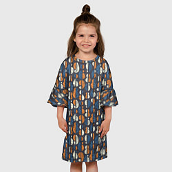 Платье клеш для девочки Цифры с полоской гранж, цвет: 3D-принт — фото 2