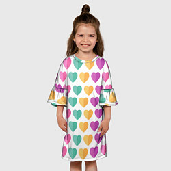 Платье клеш для девочки Яркие сердечки, цвет: 3D-принт — фото 2