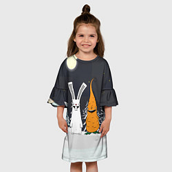 Платье клеш для девочки Заяц и морковка, цвет: 3D-принт — фото 2