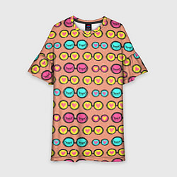 Платье клеш для девочки Поп арт очки с глазами, цвет: 3D-принт
