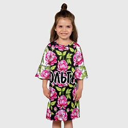 Платье клеш для девочки Ольга в цветах, цвет: 3D-принт — фото 2