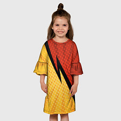Платье клеш для девочки Желтая красная молния, цвет: 3D-принт — фото 2