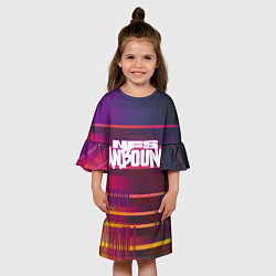 Платье клеш для девочки NFS unbound пиксель полосы, цвет: 3D-принт — фото 2