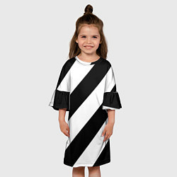 Платье клеш для девочки Черно-белые полосы, цвет: 3D-принт — фото 2