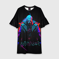 Платье клеш для девочки Witcher in neon style, цвет: 3D-принт