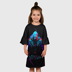 Платье клеш для девочки Witcher in neon style, цвет: 3D-принт — фото 2