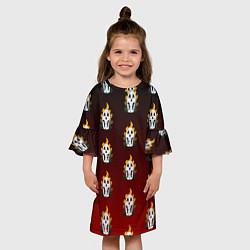 Платье клеш для девочки Горящие черепушки, цвет: 3D-принт — фото 2