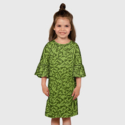 Платье клеш для девочки Милитари листья в полоску, цвет: 3D-принт — фото 2