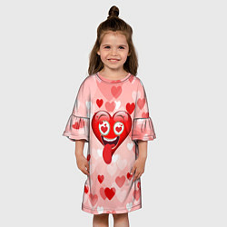 Платье клеш для девочки Безумное сердце, цвет: 3D-принт — фото 2