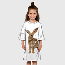 Платье клеш для девочки Это год кролика, цвет: 3D-принт — фото 2
