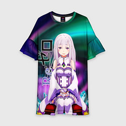 Платье клеш для девочки Re: Zero - Emilia, цвет: 3D-принт