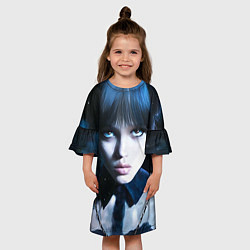 Платье клеш для девочки Уэнсдэй: дочь Аддамсов, цвет: 3D-принт — фото 2