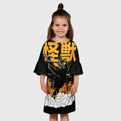 Платье клеш для девочки Кот-годзилла, цвет: 3D-принт — фото 2