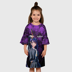 Платье клеш для девочки Сёгун Райден - Геншин паттерн, цвет: 3D-принт — фото 2