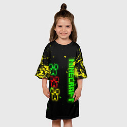 Платье клеш для девочки Minecraft - неоновые логотипы, цвет: 3D-принт — фото 2