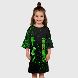 Платье клеш для девочки Minecraft - разный крипер, цвет: 3D-принт — фото 2