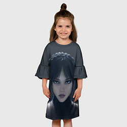 Платье клеш для девочки Красотка Уэнсдэй - рисунок, цвет: 3D-принт — фото 2