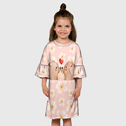 Платье клеш для девочки Поцелуй мишек, цвет: 3D-принт — фото 2