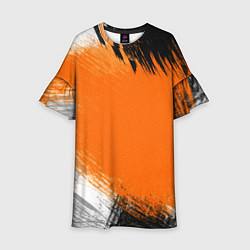 Платье клеш для девочки Желто-черный узор Мазки краски, цвет: 3D-принт