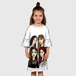 Платье клеш для девочки Герлзбенд блэкпинк, цвет: 3D-принт — фото 2