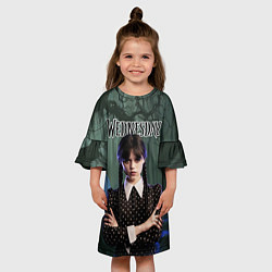 Платье клеш для девочки Уэнсдэй из семейки Аддамс, цвет: 3D-принт — фото 2