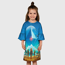 Платье клеш для девочки No Mans Sky, цвет: 3D-принт — фото 2