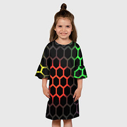 Платье клеш для девочки Gradient hexagon genshin, цвет: 3D-принт — фото 2