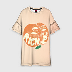 Платье клеш для девочки Рич пич - богатый персик, цвет: 3D-принт