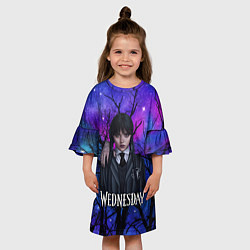 Платье клеш для девочки Wednesday background, цвет: 3D-принт — фото 2