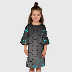 Платье клеш для девочки Броня текстура неоновая, цвет: 3D-принт — фото 2