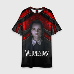 Платье клеш для девочки Wedneday black and red, цвет: 3D-принт