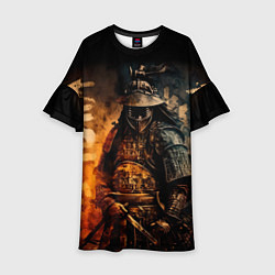 Платье клеш для девочки Самурай в тумане, цвет: 3D-принт