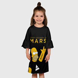 Платье клеш для девочки 30 Seconds to Mars Гомер Симпсон рокер, цвет: 3D-принт — фото 2